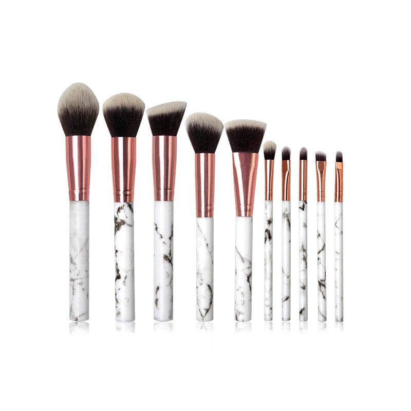 10 PCS Marble Pattern Makeup Brushes with Cylinder Tube Storage