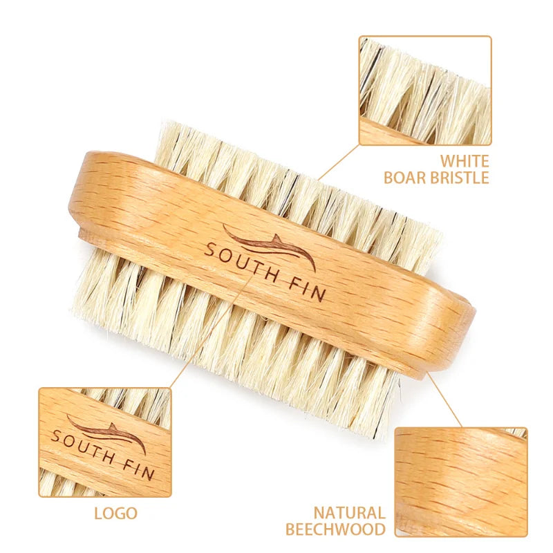 Double-Sided Natural Bristles Scrubbing Brush