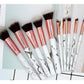 10 PCS Marble Pattern Makeup Brushes with Cylinder Tube Storage