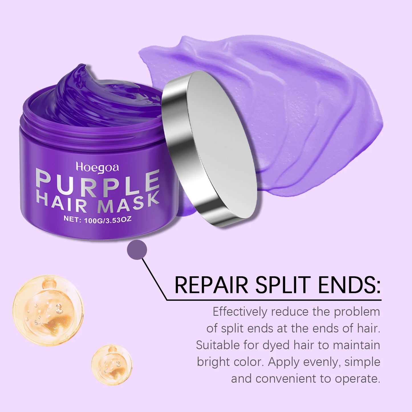 Purple Keratin Hair Mask for Dry Frizzy Hair
