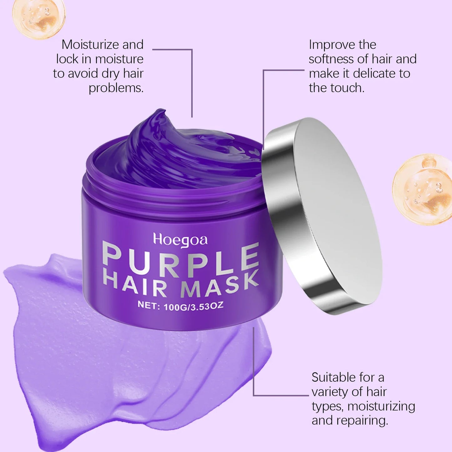 Purple Keratin Hair Mask for Dry Frizzy Hair